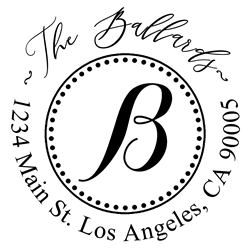 Solid Line and Dot Border Letter B Monogram Stamp Sample